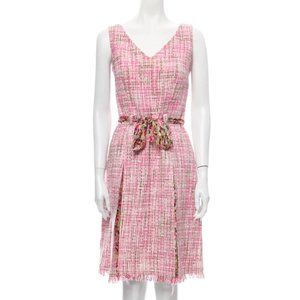 David Meister pink tweed knee-length dress